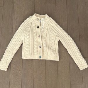 Ganni Wool & Embellished White Sweater